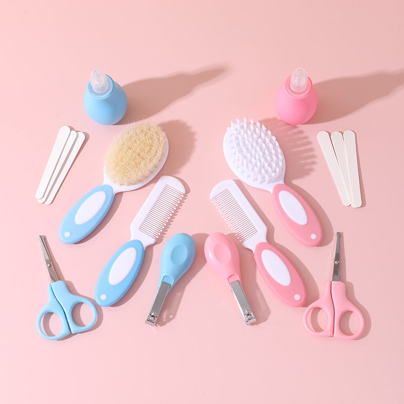 Baby Care Suit Nail Clippers Nasal Aspirator Card Cloth Bag Six-piece Newborn Decontamination Comb Brush Combination