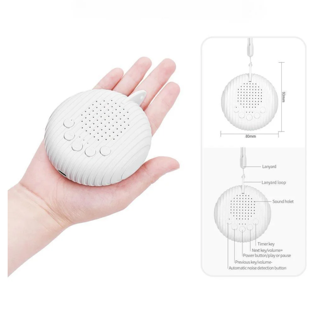 Portable Baby White Noise Sleep Machine – 10 Soothing Sounds, Adjustable Volume & Timer for Peaceful Naps Anywhere