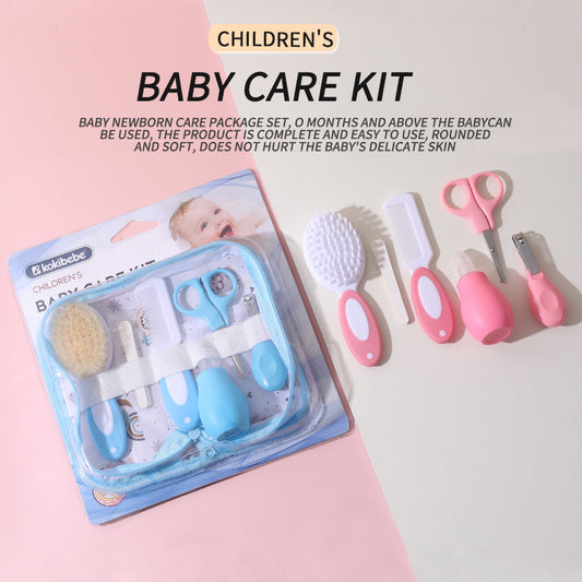 Baby Care Suit Nail Clippers Nasal Aspirator Card Cloth Bag Six-piece Newborn Decontamination Comb Brush Combination